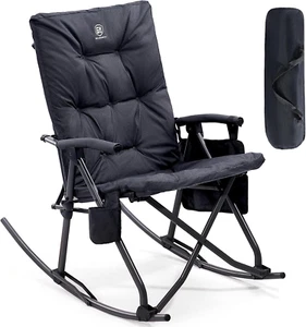 Oversized Folding Rocking Camping Chair, Padded Portable Rocker Chair for Patio, - Picture 1 of 7