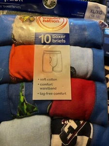 Boys Youth 10 Pack Boxer Briefs Size XL Cotton New In Bag Underwear - Picture 1 of 6