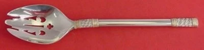Aegean Weave Gold by Wallace Sterling Silver Serving Spoon Pierced Orig 8 7/8" - Image 1 of 2