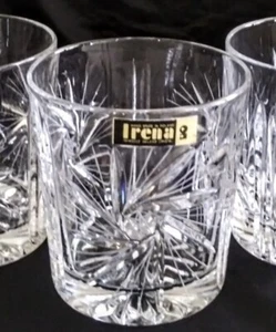 IRENA STARBURST CUT CRYSTAL Set of 4 DOUBLE OLD FASHIONED Rocks Whiskey Glasses - Bild 1 von 5