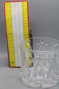 Vintage Teleflora 24% Clear Lead Crystal Drum Candy Dish Holiday Decor - Bild 1 von 7