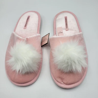 Zapatillas VS Victoria Ssecret Fuzzy Pom Rosa Suave Talla US L (9-10) Nuevas Foto 1 de 4