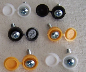 Number Plate Screws & Caps 6 x Screws 6 x Coloured Caps - Picture 1 of 1