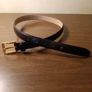 Liz Claiborne Herren Ledergürtel mittelbraun gebundenes Leder goldene Schnalle Vintage - Bild 1 von 9