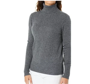 Equipment Delafine Cashmere Sweater Womens L Gray Lightweight Turtleneck - Picture 1 of 9