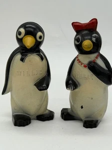 Vintage 50er Jahre Willie und Millie Pinguin Kunststoff Salz & Pfefferstreuer - Bild 1 von 10