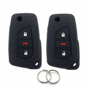2Pcs Black Silicone for 2017 2018 Toyota Corolla IM 3 Buttons Key Case Fob Cover - Picture 1 of 6