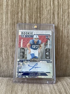 Boleto de novato Laiatu Latu 2024 Panini Contenders #129 hielo agrietado automático/23 radiocontrol - Imagen 1 de 2