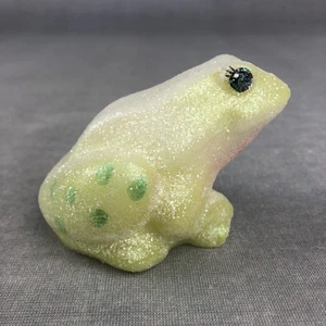 Fenton Glas glitzernde Hölzer FROSCH Figur Glitzer Opal satiniert handbemalt signiert - Bild 1 von 9