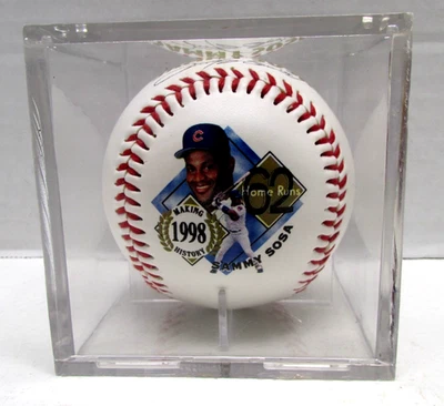 Pelota de béisbol Sammy Sosa Chicago Cubs 1998 fotoball + cubo de acrílico Foto 1 de 4