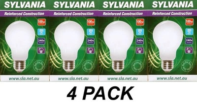 4 x 100W Incandescent Light Globes Bulbs E27 Screw ES Warm White Dimmable Pearl - Image 1 of 3