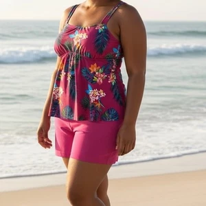 Kim Gravel x Badeanzüge für alle trendig bedruckter Tankini mit Bike Shorts Gr. 16 Neu - Bild 1 von 5