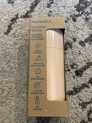 HoMedics Portable Ultrasonic Humidifier  Travel & Personal Cool Mist USB Pink - Image 1 of 4