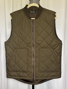 Line Of Trade Essex Vest Mens Large Olive Green Quilted Lightweight Thin 2 Zip - Picture 1 of 6