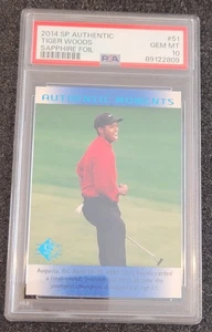 2014 Upper Deck SP Authentic BLUE Moments Golf Tiger Woods Card PSA 10 LOW POP! - Picture 1 of 2