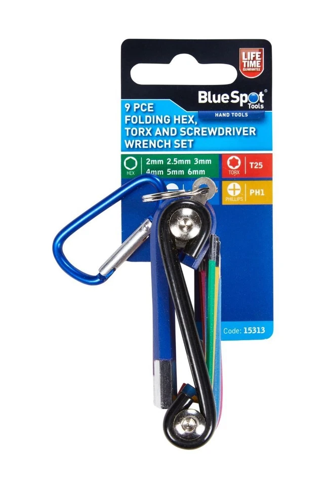 Blue Spot Tools - 9 PCE Folding Hex, Torx and Screwdriver Wrench Set - Image 1 of 1