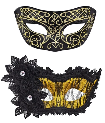 2 Stück Venezianische Maske Paar Maskerade für Halloween Karneval