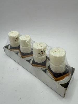 Set 4 The Original S'mores Mini 2.75” Marshmallow Chocolate Snowman Candles NEW - Image 1 of 2