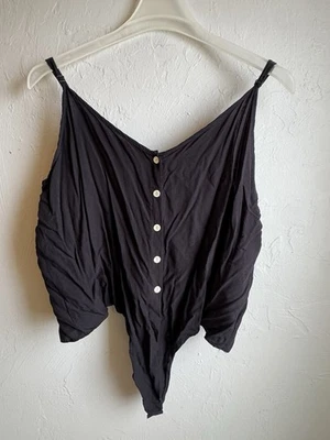 NW/OT Gypsy + Fish Cropped Tank Top Button Up Tie Bottom Gypsy Fish Black 3XL - Image 1 of 4