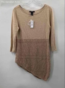 White House Black Market Womens Tan Brown Asymmetric Pullover Sweater Size M - Picture 1 of 7