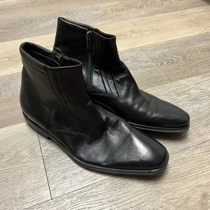 BRUNO MAGLI RASPINO BLACK LEATHER MENS CHELSEA Mid BOOTS SZ 11 M ZIPPER ITALY - Picture 1 of 14