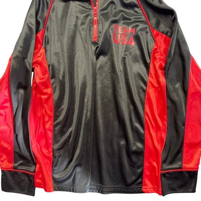 Chaqueta Atlética Pullover Team USA Cuarto Cremallera Negra Roja Talla L Foto 1 de 4