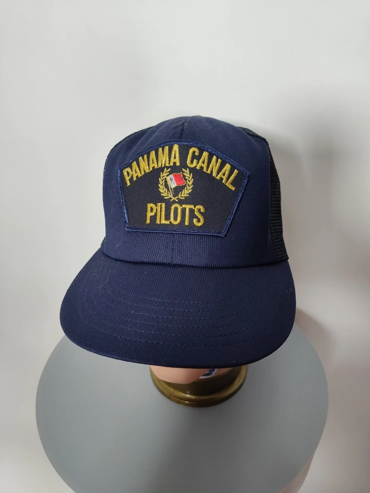 Sombrero de Camionero Vintage Pilotos del Canal de Panamá CARDINAL Hecho en EE. UU. Azul Marino Foto 1 de 4