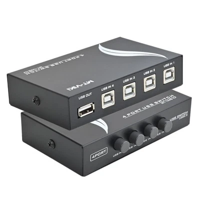 4 Port USB 2.0 Sharing Manual Switch Box Hub 4 PCS Share Switcher 1 USB Devic... - Image 1 of 4