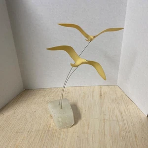 Vintage Mid Century Flying Seagulls Quartz Base Marvin Wernick Kinetic Art 8" - Bild 1 von 6
