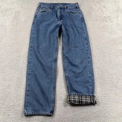 Carhartt 牛仔裤男式 31x30 蓝色 B172 法兰绒衬里美式工作服牛仔布 — 第 1/4 张图片