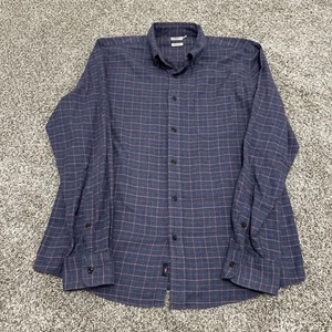 Camisa de franela azul a rayas Faherty de algodón orgánico para hombre talla grande - Imagen 1 de 10