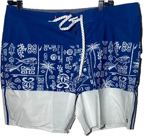 Quiksilver Waterman Men’s Board Shorts Size 40 – Blue Fish Palms Tapa - Picture 1 of 11
