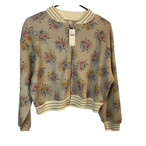 Chaqueta Bomber Maeve Anthropologie Floral Metálica Mujer Talla Mediana Nueva con Etiquetas Nueva - Imagen 1 de 8