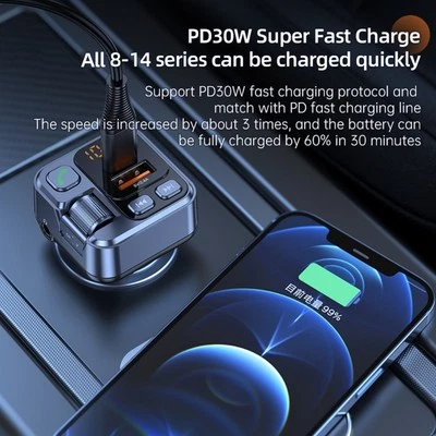 FM Transmitter Freisprecheinrichtung Bluetooth-kompatibel Auto AUX Radio Modulator MP3 Player - Bild 1 von 4