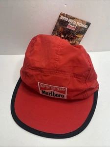 Vintage 90s Marlboro Adventure Team Red Strapback Hat With Tag Cigarette Gen X - Picture 1 of 13