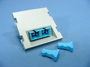 Leviton Gray 45° MOS Duplex SC Fiber Optic Coupling Wall Jack Module 41292-PCG - Picture 1 of 5