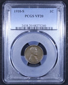 1910-S Lincoln Wheat Cent - 1c PCGS VF20 - Affordable Example! - Picture 1 of 4