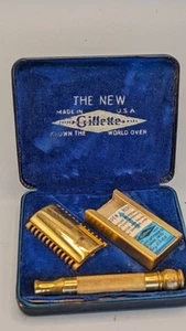 Vintage Gillette Gold Safety Razor 1920-1930s in Case USA-UK - Picture 1 of 24