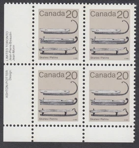 Canada - #922 Artifacts - Ice Skates Plate Block - MNH - Picture 1 of 1