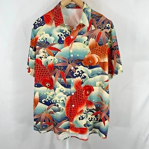 Catch The Waves Gr. XXL Hawaii Fisch Print Knopf Hemd Grafik Surf laut - Bild 1 von 10