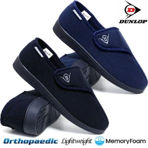 MENS DIABETIC WIDE FIT SLIPPERS DUNLOP WINTER WARM EASY CLOSE ORTHOPAEDIC SHOES - Picture 1 of 17