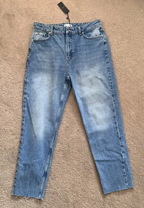 Warehouse Denim Raw Hem High Rise Mom Jeans Vintage-wash UK 10 RRP £49 BNWT! - Picture 1 of 9