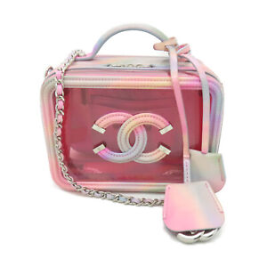 CHANEL CC SHW Vanity Case 2 Way Bag/Chain Crossbody Bag PVC Pink