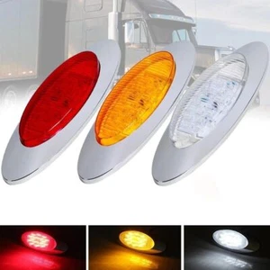 2-10X Clear Lens Amber 16 LED 6.5" Oval Side Marker Light 12V Peterbilt Trailer - Picture 1 of 9