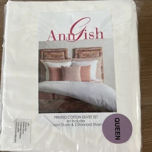 Nuevo - Ann Gish THE MET Jali Queen Edredón Set Fundas Estampado Pigmento Blanco $475 - Imagen 1 de 6
