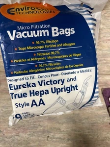 9 bolsas de vacío Eureka Victory and True Hepa microfiltración estilo vertical AA - Imagen 1 de 5