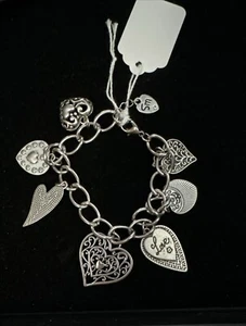 Vintage Silber Multi Herzen Bettelarmband gemarkt SM - Bild 1 von 8