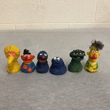 6 Vintage Sesame Street Finger Puppets Ernie Burt Big Bird Oscar Grover Cookie M