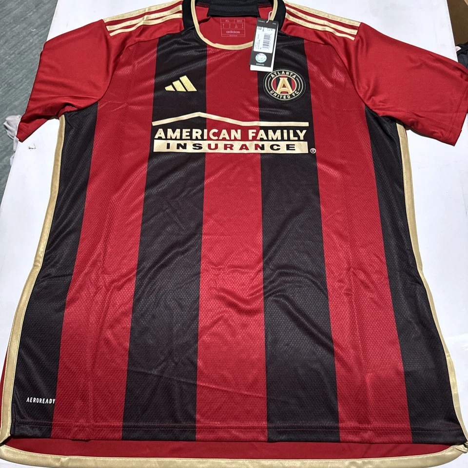 adidas 2023-24 Atlanta United FC 17s Kit. Home Jersey Black Victory Red Mens XL