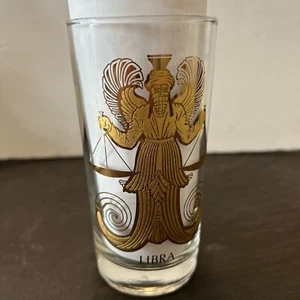 Vaso de vidrio Libra Zodiac ancla Hocking MCM DE COLECCIÓN Gold Highball Collins - Imagen 1 de 4